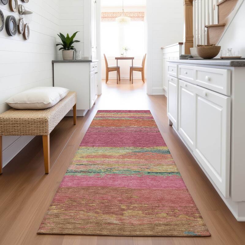 Premium Washable Super Soft Abstract Ombre Mayfield Rug - Blush - 2'3" x 7'6"