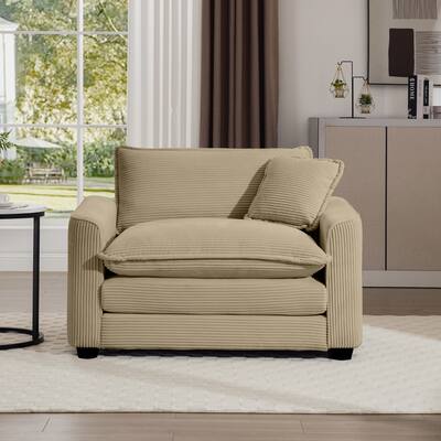 High Back Tufted Living Room Reading Chair Single Sofa With Wooden Legs