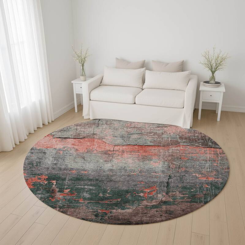 Premium Washable Super Soft Abstract Chic Mayfield Rug - Coral - 8' x 8'