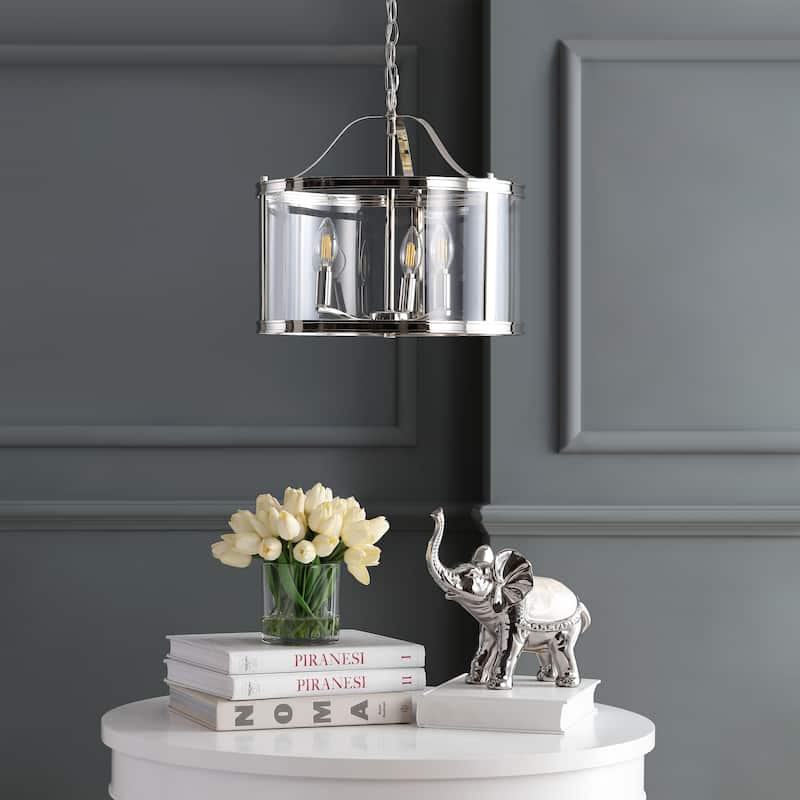 SAFAVIEH Lighting Jude Adjustable 3-light LED Nickle Pendant - 16"x16"x18.5-90.5"