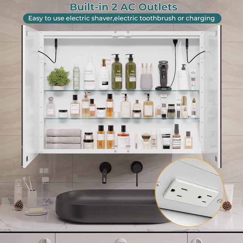 Lighted Medicine Cabinet Bathroom Wall Mounted Storage Doors