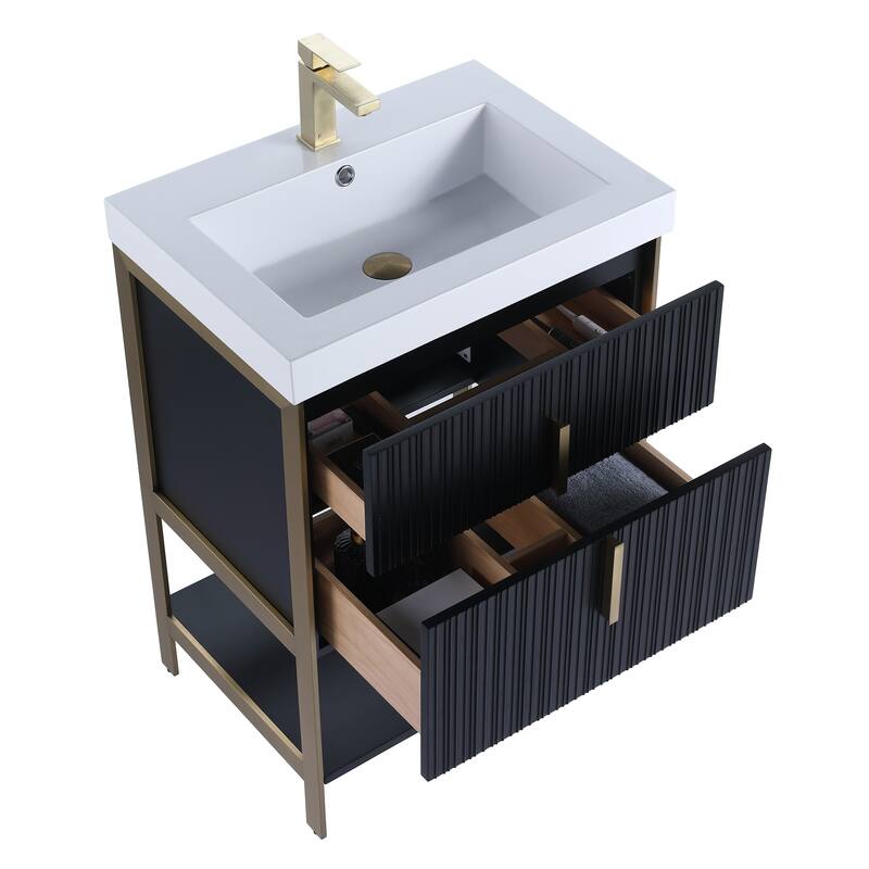 Fine Fixtures Serenity Modern Bathroom Vanity with White Gel Acrylic Top