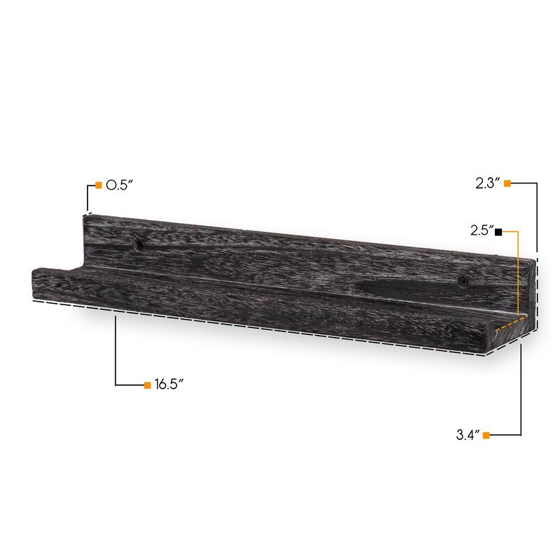 Rustic State Solid Wood Picture Ledge Wall Shelf 17 Inch - Pack of 2