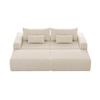 102" Modular Couch Cloud Plush Loveseat Sectional Sofa with 2 Ottoman