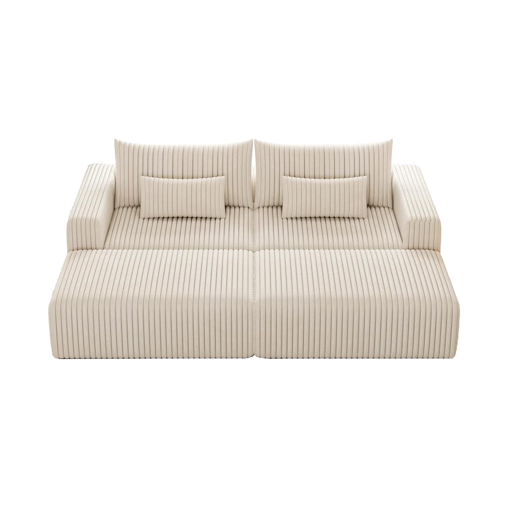 102" Modular Couch Cloud Plush Loveseat Sectional Sofa with 2 Ottoman