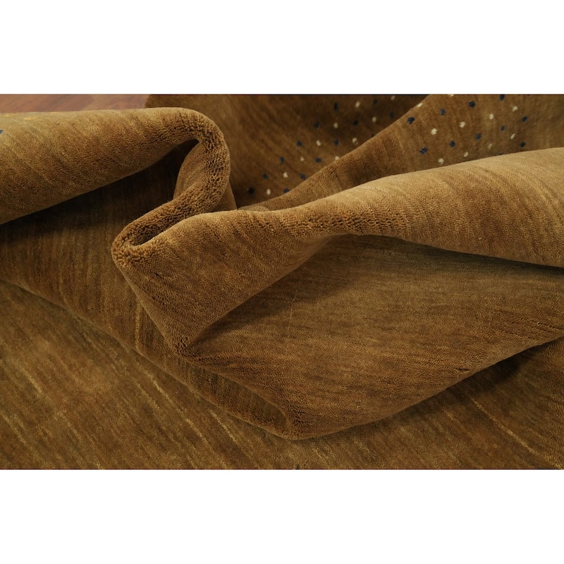 Hand Knotted Oriental 100% Wool Carpet Tribal Animal Pictorial Brown Gabbeh Area Rug - 8' 1'' X 8' 5''