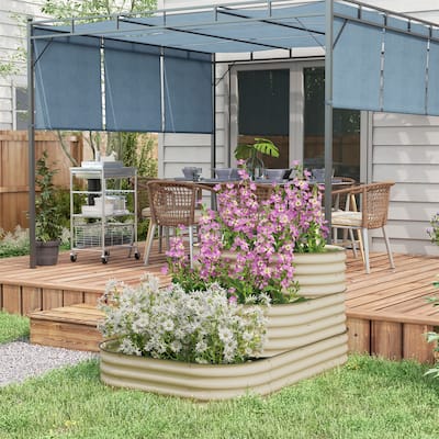 Outsunny 3-Tier Galvanized Steel Raised Garden Bed Kit