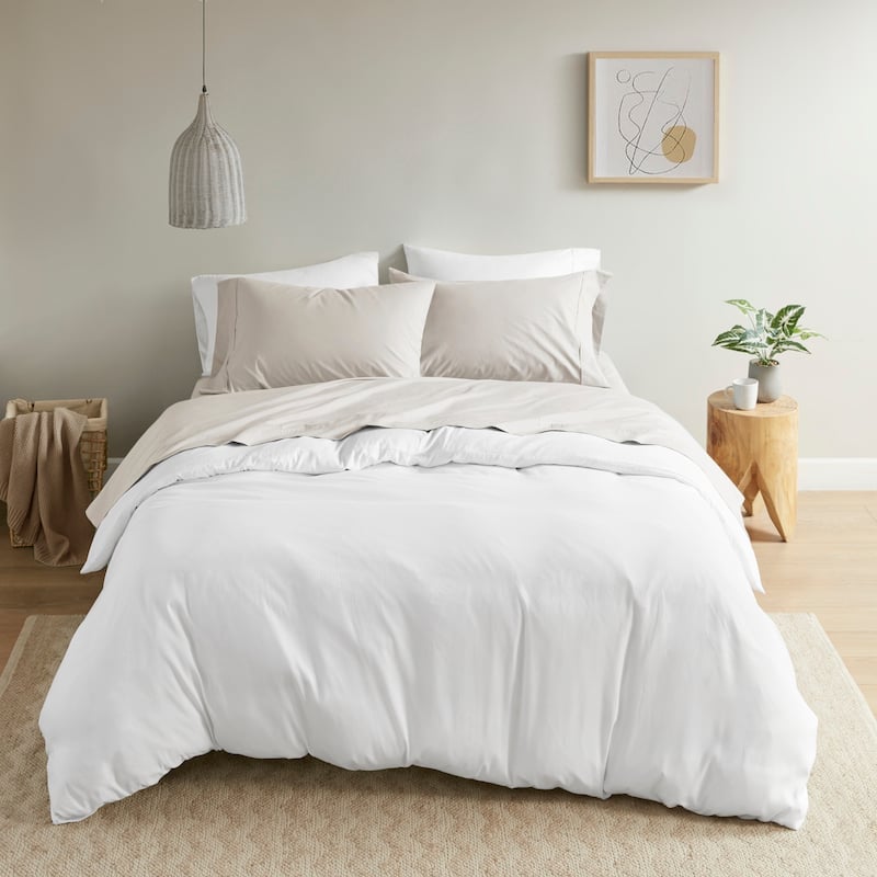 Madison Park 200 Thread Count Relaxed Cotton Percale Sheet Set - Twin - Ivory