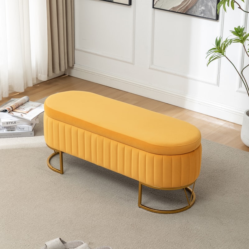 Velvet Storage Bench for Bedroom