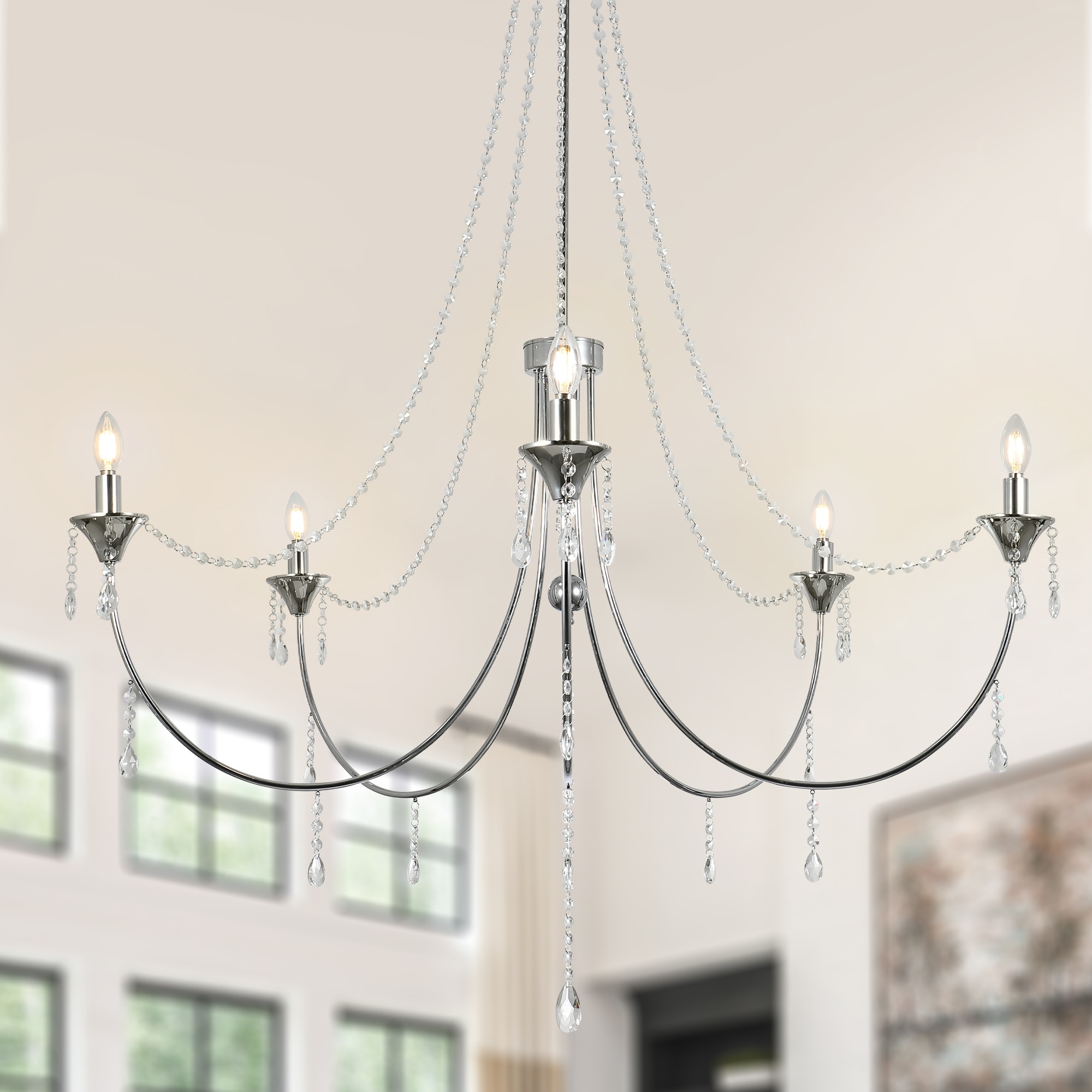 Bella Depot 5-Light Modern Crystal Chandelier Pendant Light for Kitchen Island, Hallway - 47