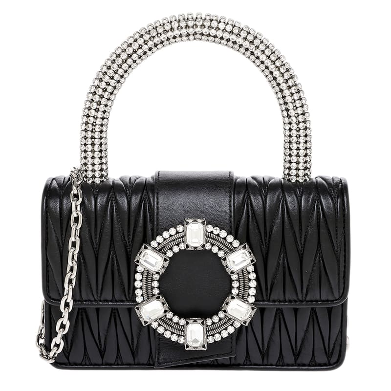 Miu Miu Crystal-Embellished Top Handle Bag - Black
