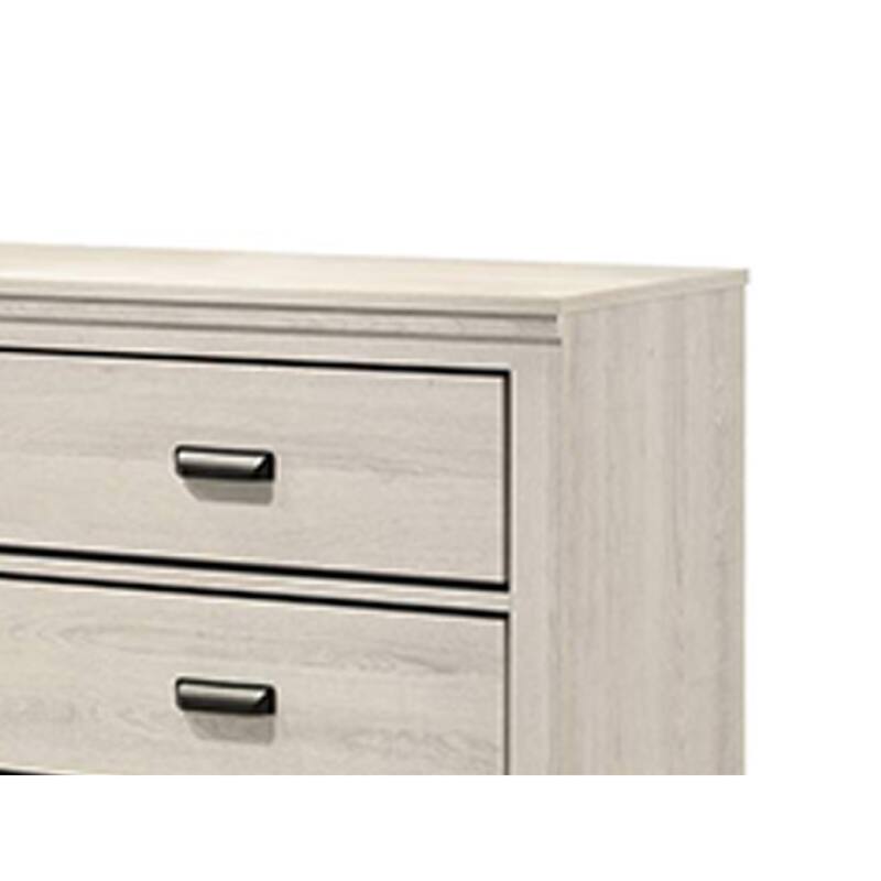 Lei Bedroom Wide Dresser Chest with 6 Drawers, Distressed White Wood
