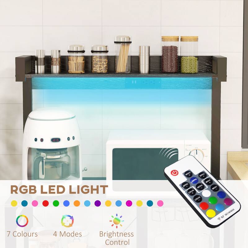 Industrial Baker's Rack with Power Outlet and LED Lights, Storage