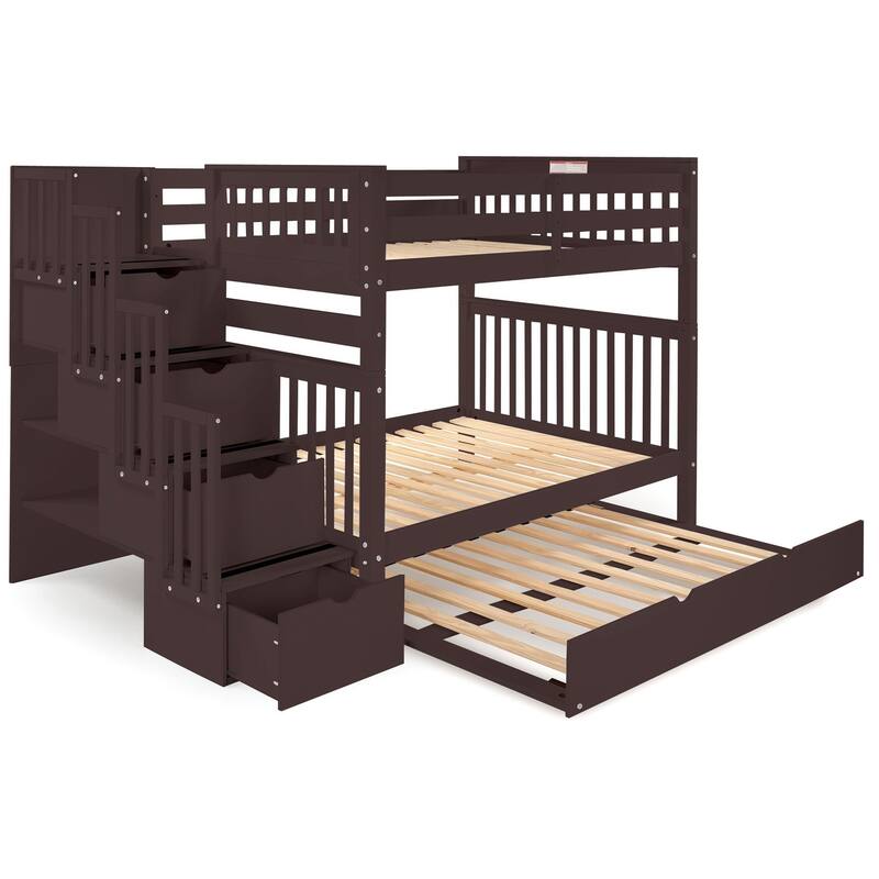 Taylor & Olive Trillium Full over Full Stairway Bunk Bed, Full Trundle