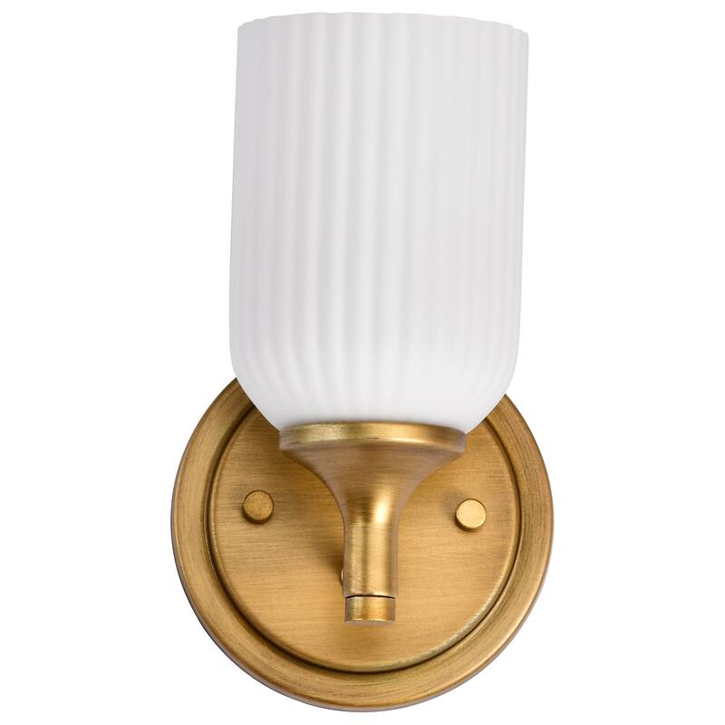 Solara 1 Light Wall Sconce Natural Brass Finish Frosted Ribbed Glass - Natural Brass
