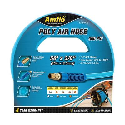 Amflo 50 ft. L x 3/8 in. Dia. Polyurethane Air Hose 300 psi Blue