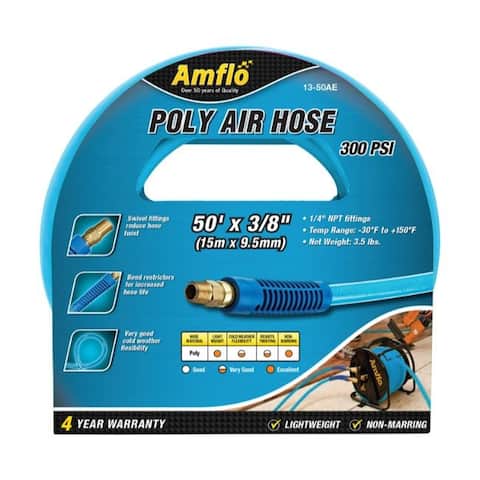 Amflo 50 ft. L x 3/8 in. Dia. Polyurethane Air Hose 300 psi Blue
