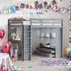 preview thumbnail 2 of 18, Full Size Loft Bed With Large Shelves,Writing Desk and LED Light for Home