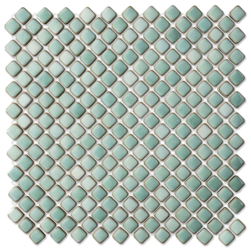 Merola Tile Hudson Diamond Mint Green 12-1/4" x 12-3/8" Porcelain Mosaic Floor and Wall Tile