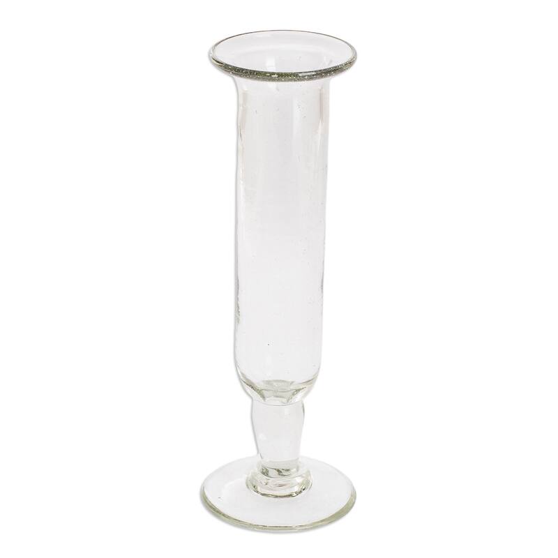 NOVICA Artisan Handblown Champagne Flutes Clear Guatemala Cordial Drinkware 'Tiny Bubbles'(Set of 4)