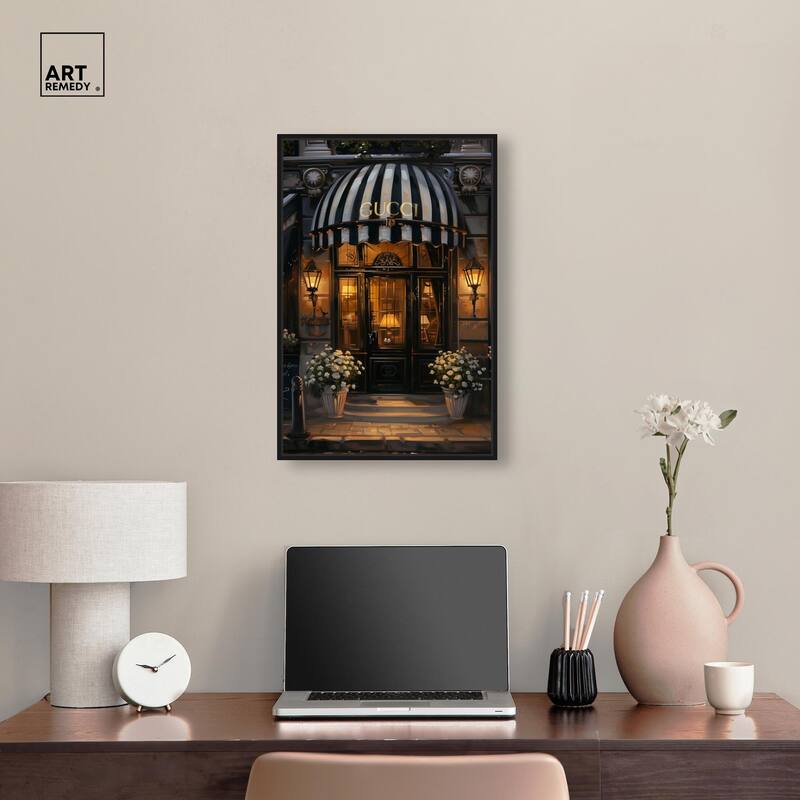 Elegant Night Time Store Visit Canvas by Art Remedy