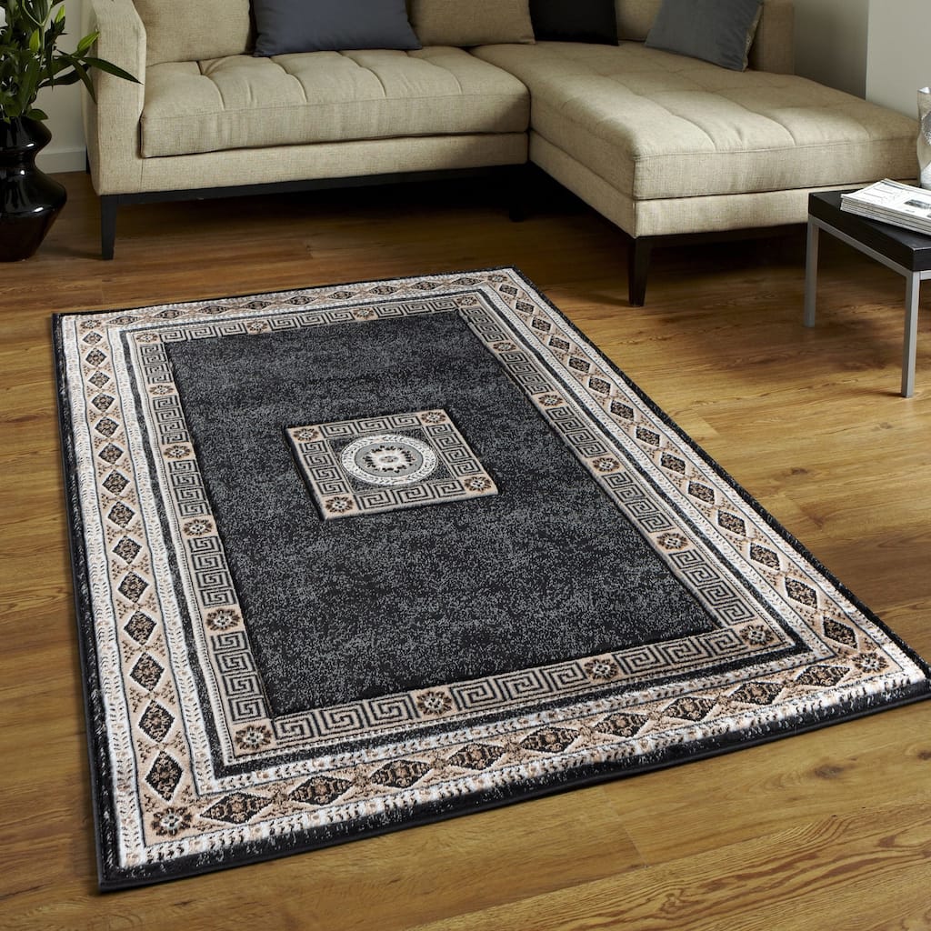 Glamour Black/Beige Polypropylene Area Rug