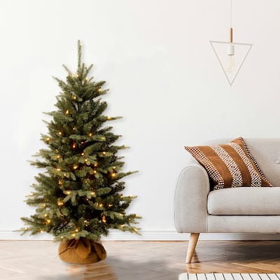 National Tree Company 4 ft. Burlap Christmas Tree with Clear Lights - 4 Foot