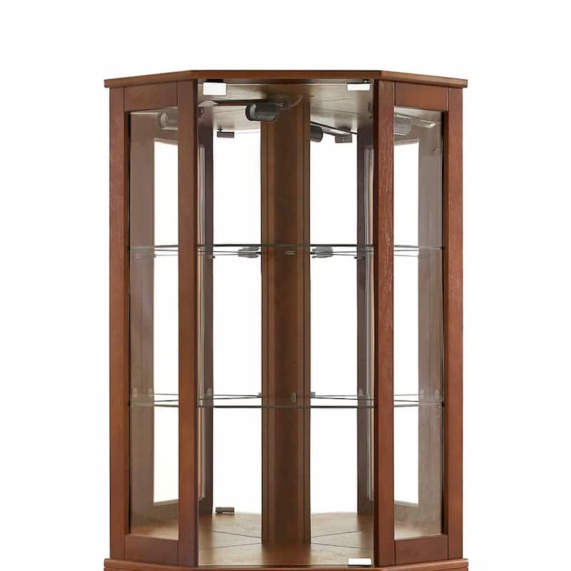 6-Shelf Corner Curio Display Cabinet with Lights, Mirrors, and Adjustable Shelves