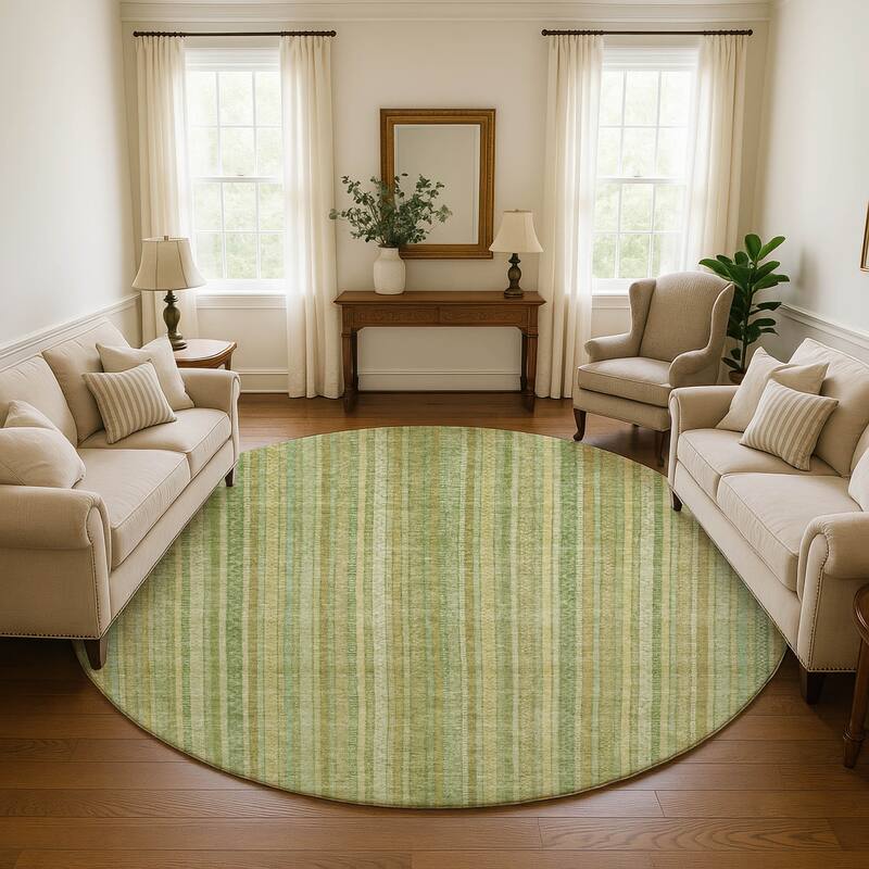 Premium Washable Super Soft Striped Mayfield Rug - Aloe - 8' x 8'