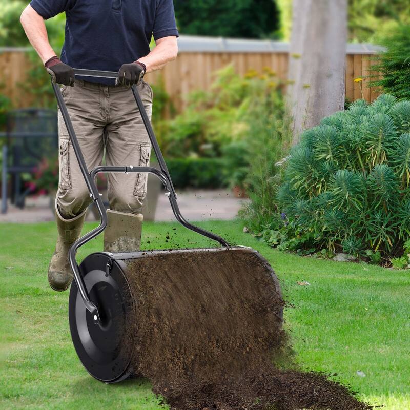 Costway 24" Peat Moss Spreader Compost Spreader with Upgrade Side - See Details