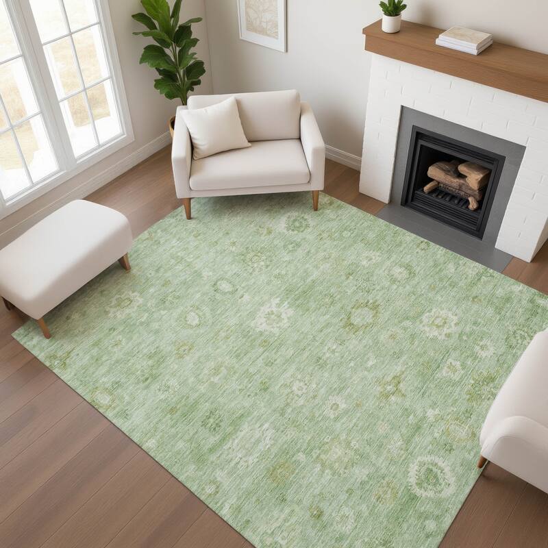 Premium Washable Super Soft Vintage Traditional Mayfield Rug - Aloe - 3' x 5'