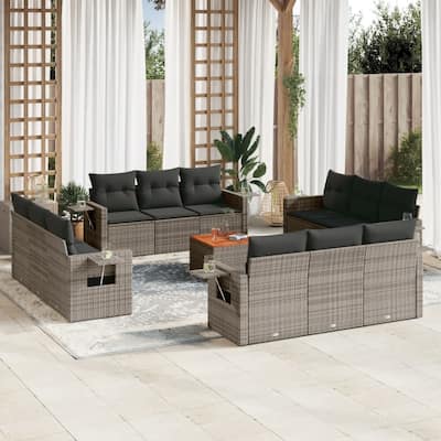 vidaXL Garden Sofa Set 13 Piece with Cushions Outdoor Sofa Set Poly Rattan