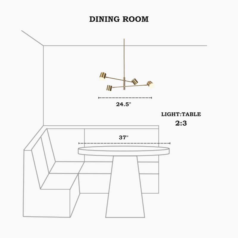 Modern Gold Brass 4/5-Light Integrated LED Chandelier Metal Linear Island Light for Kitchen