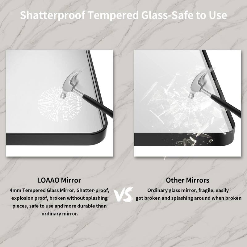 60x28 Inch Black Aluminium Frame Bathroom Mirror