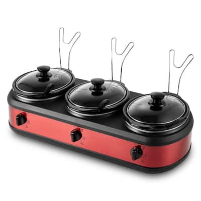 Elite Cuisine EWMST435 7.5qt. Capacity Triple Slow Cooker Buffet