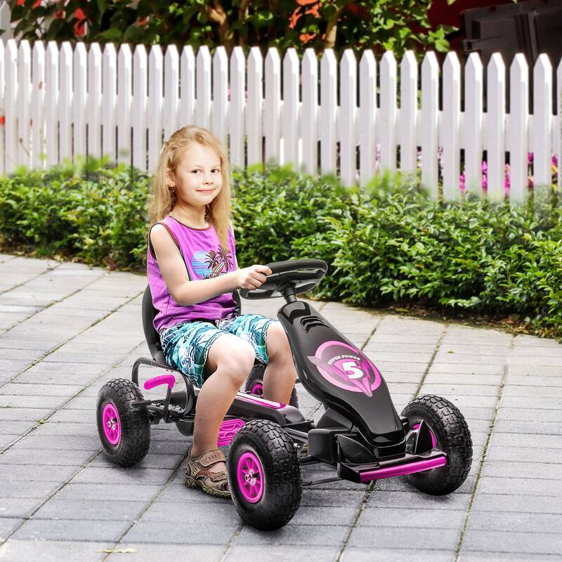 Pedal Go Kart for Kids 5-12, Ride-On Toy with Ergonomic Seat, Wear-Resistant Wheels, Hand Brake and Suspension System