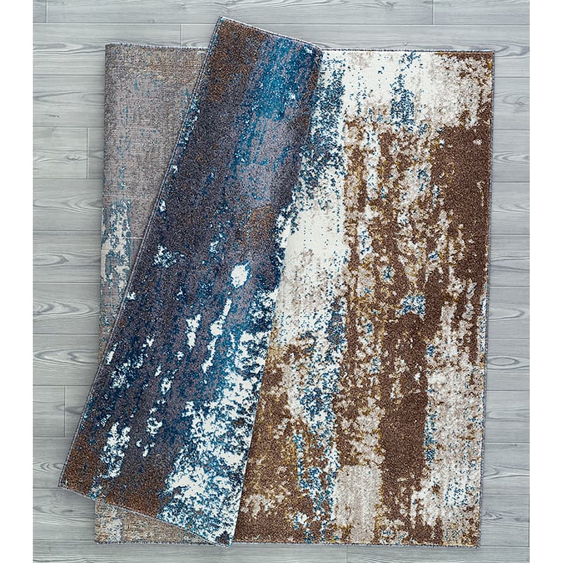 Milan Cream/Turquoise Polypropylene Area Rug