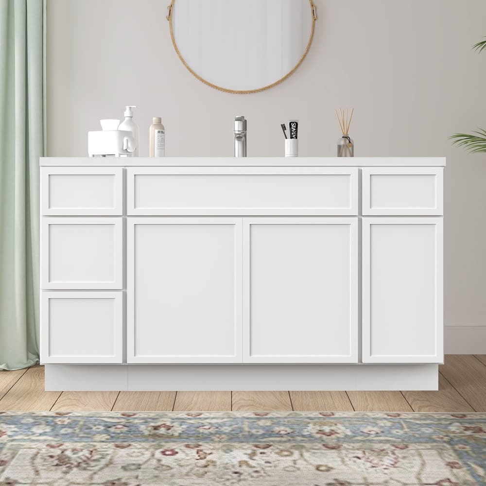 Vanity Art 63" Birch Freestanding Bathroom Vanity Cabinet without Top