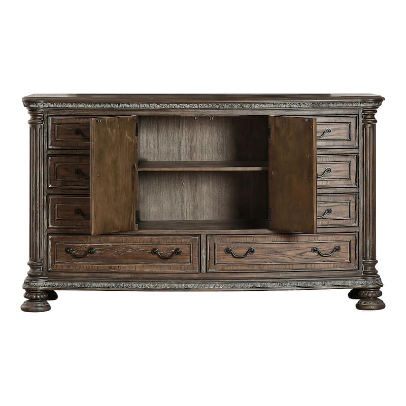 Brez Transitional Natural 56-inch Wide Double-Door 8-Drawer Wood Dresser by Furniture of America