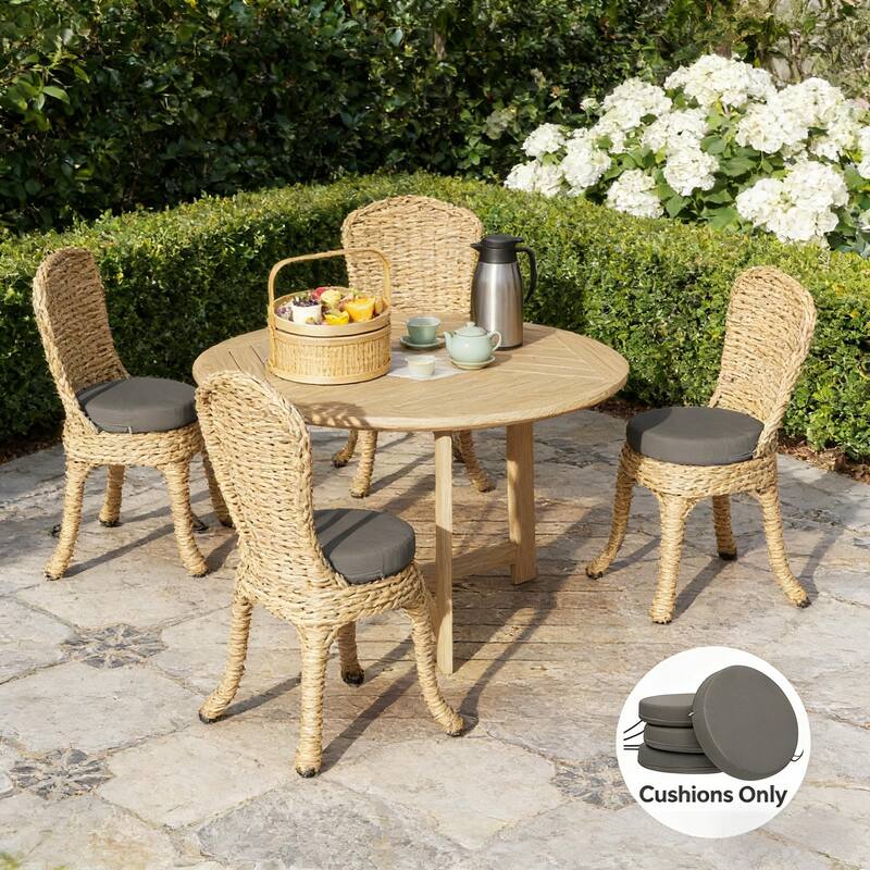 GDFStudio - Round Outdoor Bistro Chair Cushions with Foam Padding ( Set of 4 )