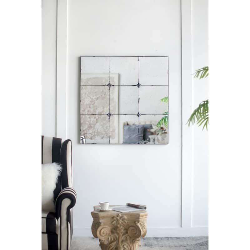 Antique-Style Glass Panel Wall Mirror - 35.75"