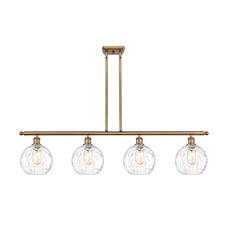 Innovations Lighting Ballston Athens Water Glass - 4 Light 48" Island Light - Clear Water Glass/Brushed Brass