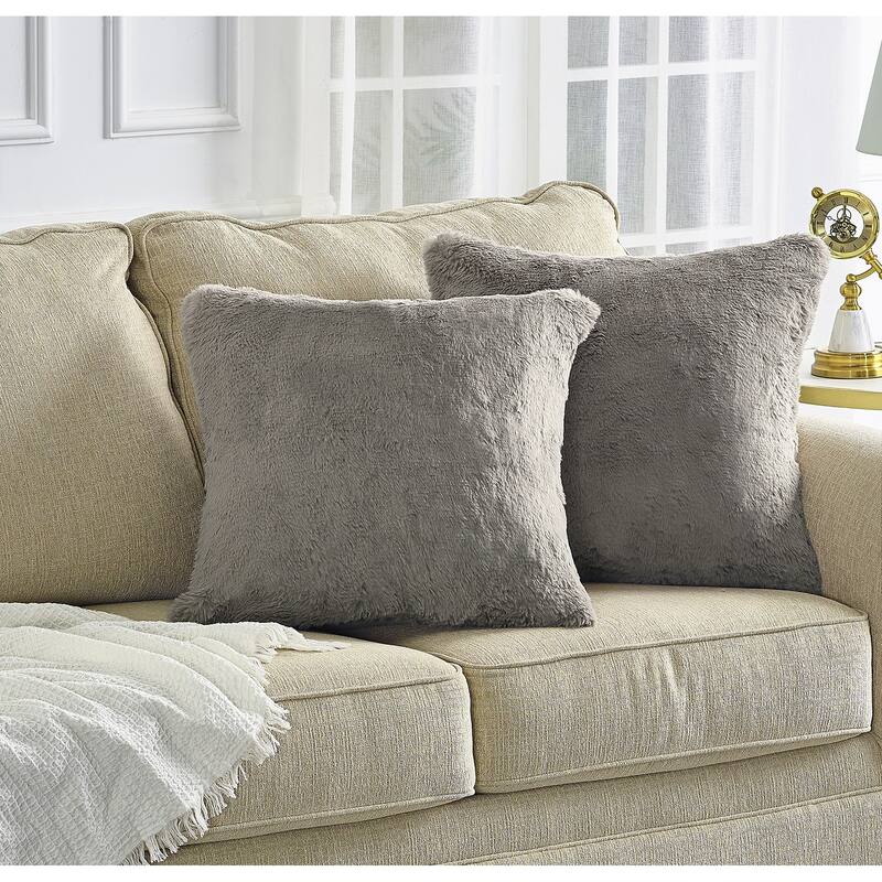 Serenta Heavy Fauxfur Pillow Shell 2 PC Set, 20''x20'' - 20''x20'' - Moonlight