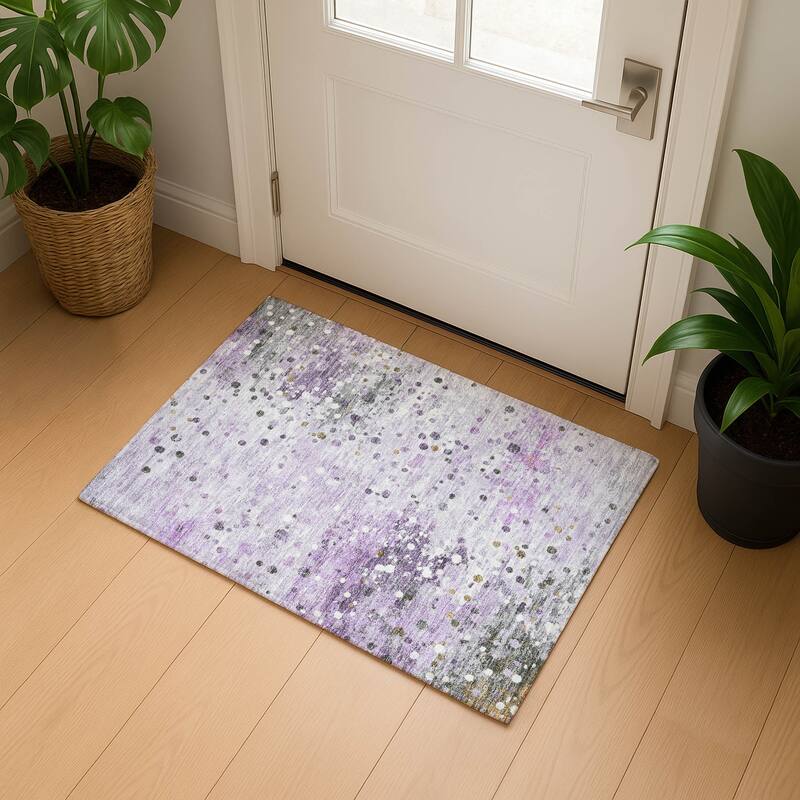 Premium Washable Super Soft Abstract Drip Mayfield Rug - Lavender - 1'8" x 2'6"