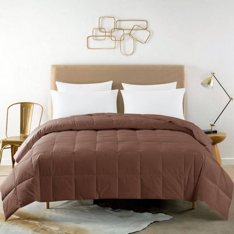 Constance 233 Thread Count Lightweight White Duck Down Blanket - Twin - Brown