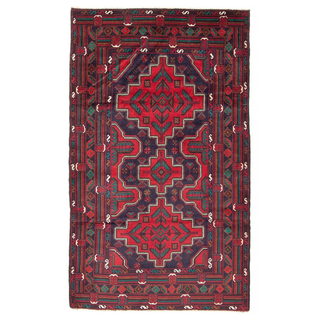 ECARPETGALLERY Hand-knotted Teimani Navy Wool Rug - 4'1 x 6'10