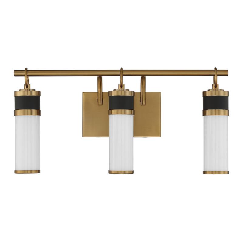 Abel 3-Light LED Bathroom Vanity Light in Matte Black with Warm Brass Accents - Matte Black with Warm Brass Accents