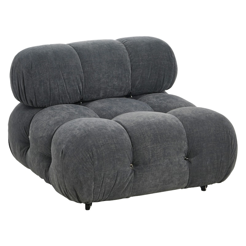 Armless Modular Chair with Locking Wheels - Charcoal Grey