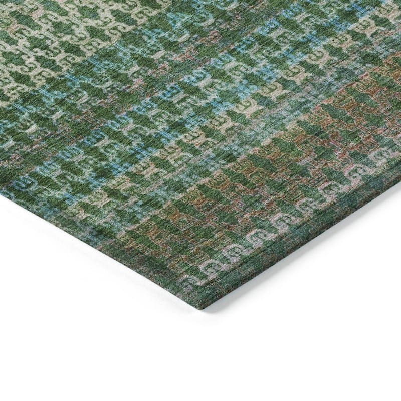 Machine Washable Indoor/Outdoor Stripe Medallions Chantille Rug