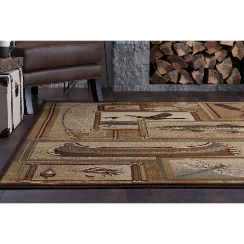 Natural Lodge Novelty Graphic Indoor Area Rug
